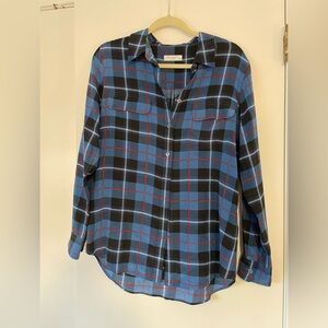 Equipment Femme 100% Silk Plaid Button Down Size M
